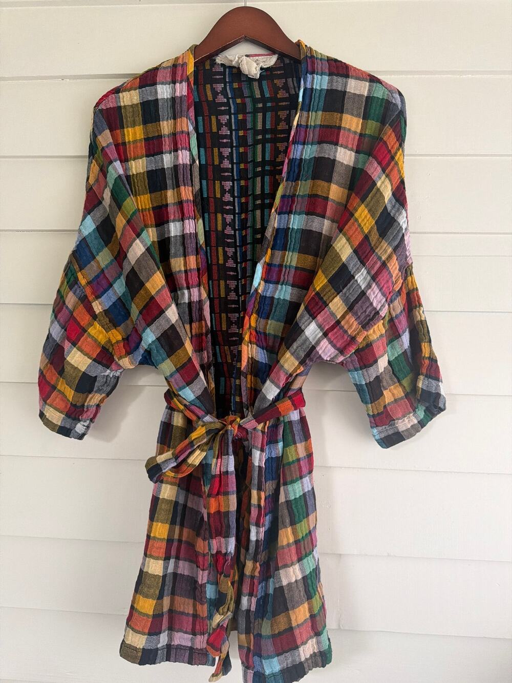 Ace & Jig Double Gauze Kimono Dolman Cardigan Picnic Reversible Small Belt